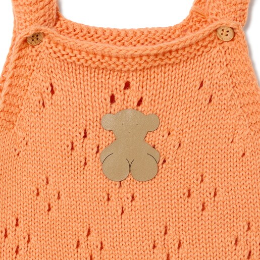 Knitted baby romper in Tricot orange