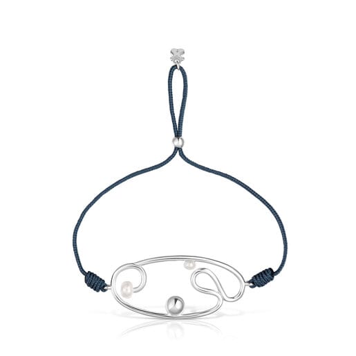 Nylon Tsuri Bracelet with silver motif and cultured pearls | TOUS