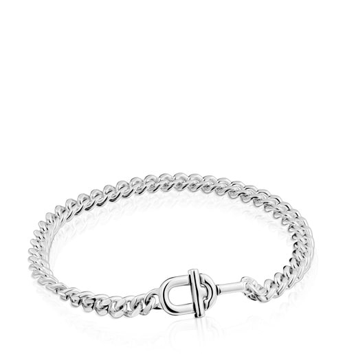 Large TOUS MANIFESTO curb chain Bracelet in silver