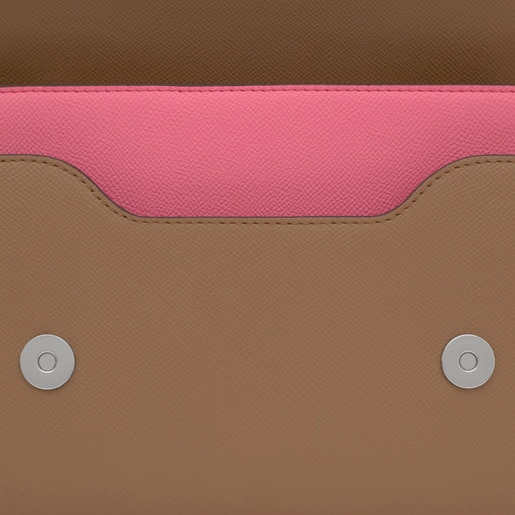 Medium pink and earth-colored Crossbody bag Audree Saffiano