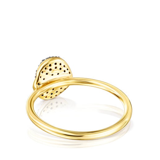 Small Silver Vermeil Nenufar Ring with Diamonds