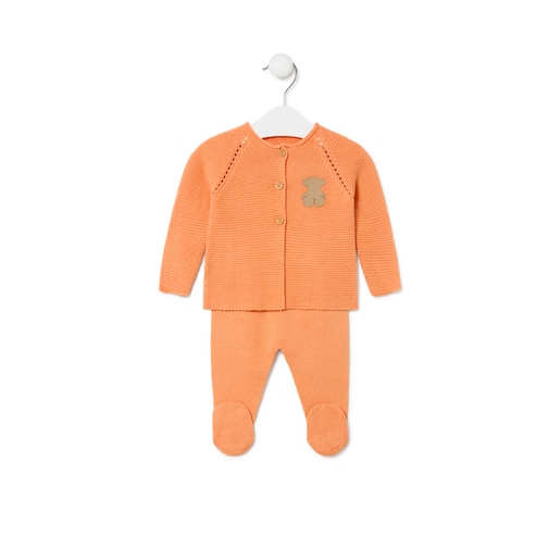 Knitted baby outfit in Tricot orange