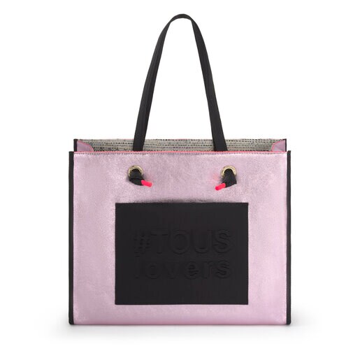 Large Metallic Pink Amaya Shopping Bag | TOUS