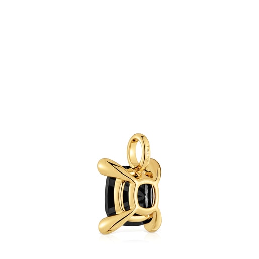 Pendente piccolo con motivo a orsetto in argento placcato oro 18 kt e onice Color Black