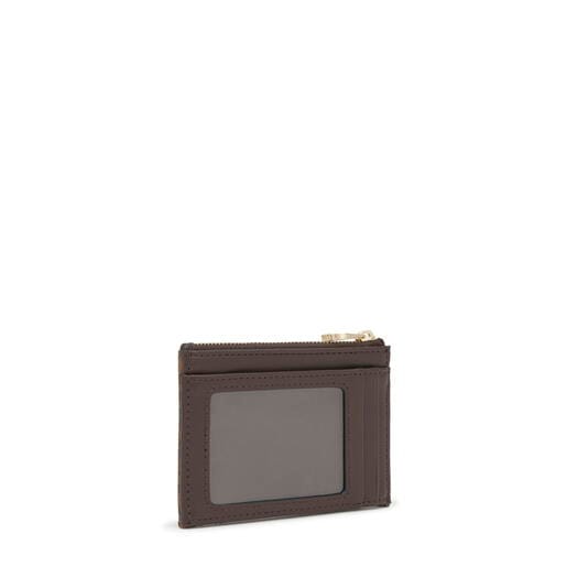 Monedero tarjetero marrón Kaos Mini Lines