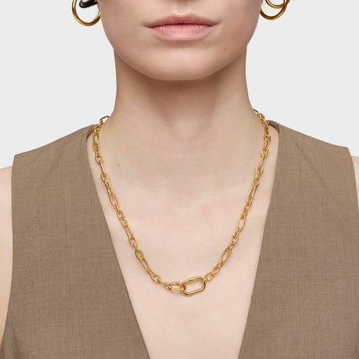 Short Necklace with 18kt gold plating over silver with ring Hold Oval