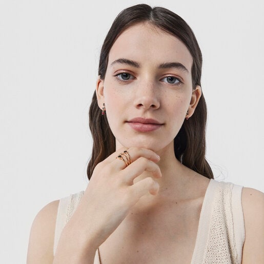 Короткие серьги Motif из розового вермеля со шпинелями и рубином