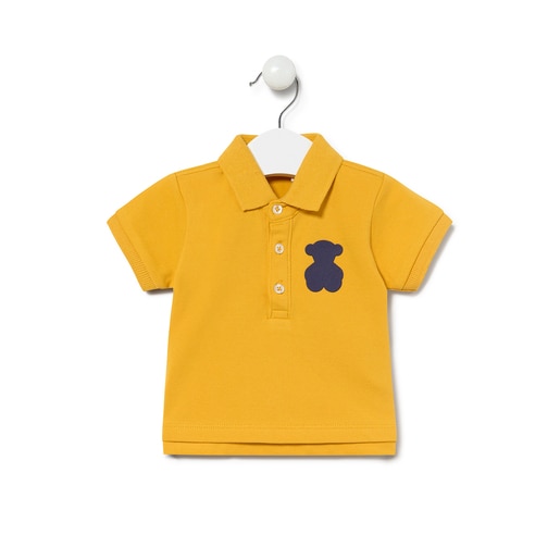 Boys Casual pique fabric polo shirt in mustard