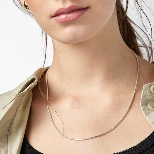 Средняя серебряная цепочка 50 см TOUS Chain 1,4 мм, на шнурке.