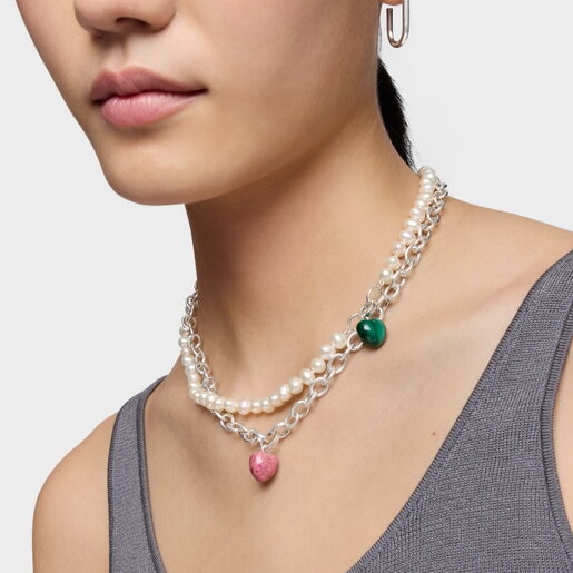 Dije de plata y rodonita TOUS Flechazo