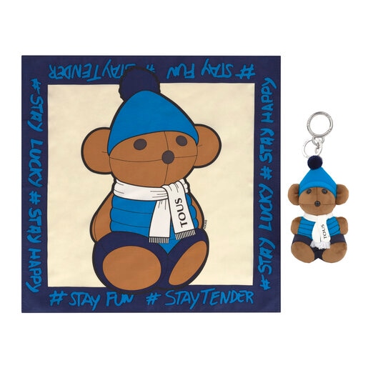 Pack Teddy Amaya Sky Key ring + multicolored Scarf