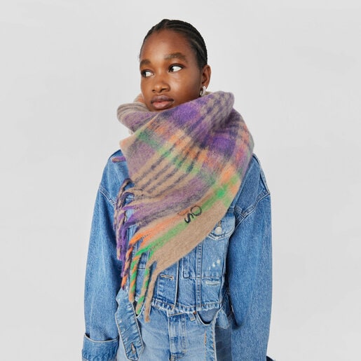 Taupe-colored TOUS Olympe Check Scarf