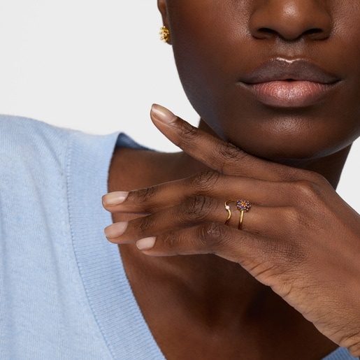 Gold Ring with gemstones Daisy