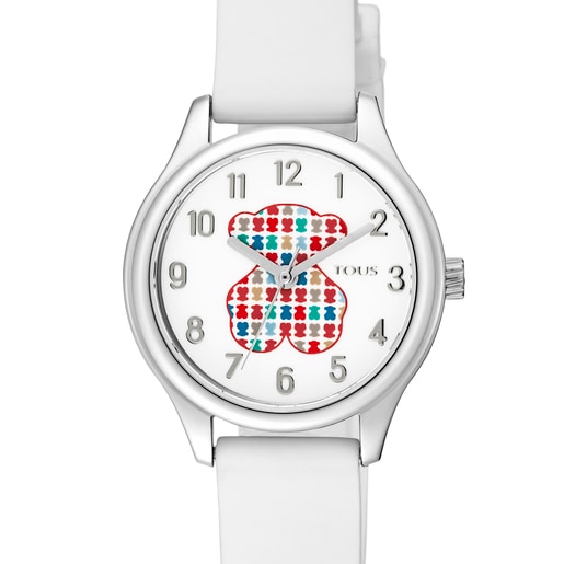 Steel Tartan Kids Watch with White Silicone Strap