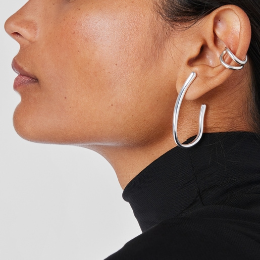 Aretes aro de plata onda New Hav