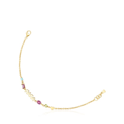 Silver Vermeil TOUS Mama Bracelet with Gemstones