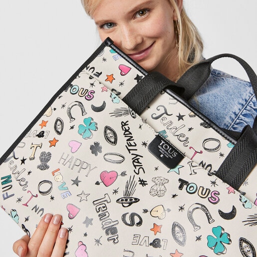 Beige and black cotton TOUS Samba Tote bag