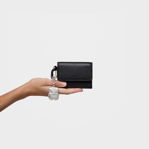 Pack de llaveros colgantes y monedero negro y plata Hold