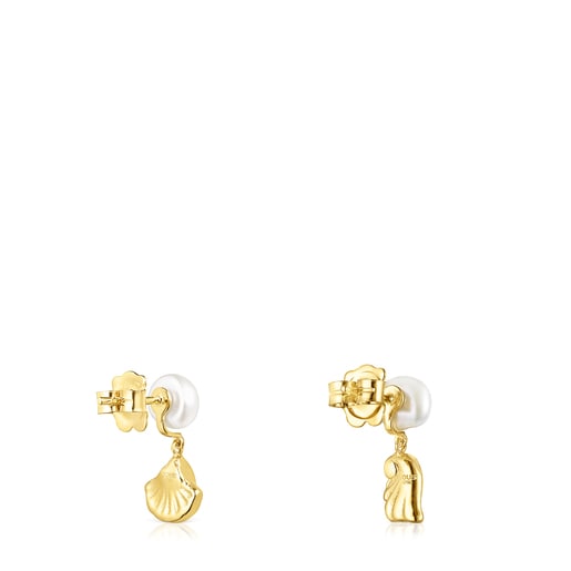 Gold Oceaan shell-anemone Earrings with pearls | TOUS