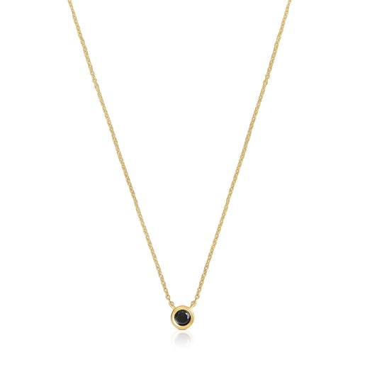 Short Necklace with 18kt gold plating over silver and black spinel TOUS Line