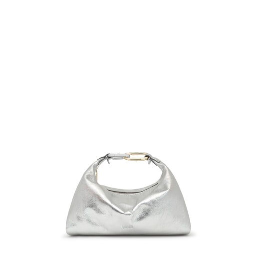 Clutch bandolera de piel plata TOUS Cloud