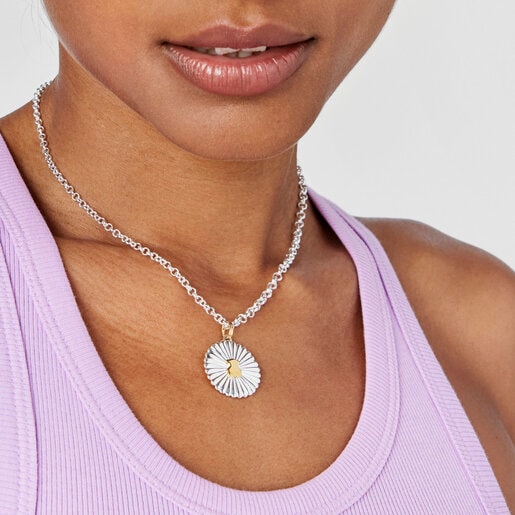 Silver and silver vermeil bear Necklace Iris Motif
