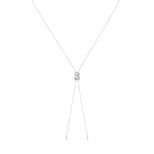 Bold Bear long silver Necklace with bear motif