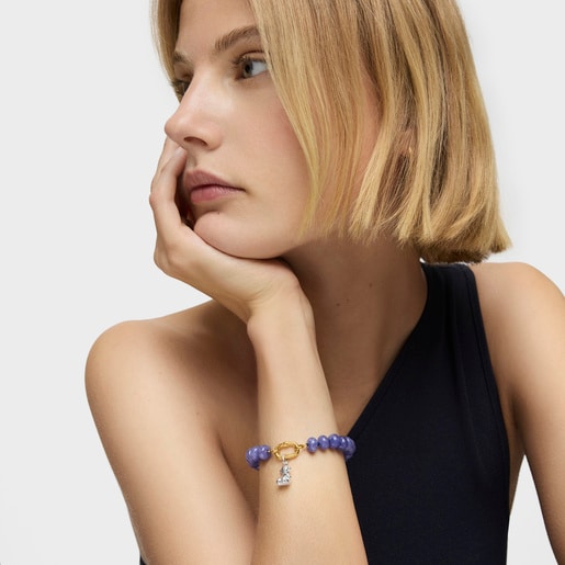 Hold Oval Bracelet with 18kt gold plating over silver and quartzite