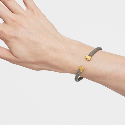 Mesh Gold and Steel Bangle