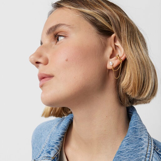 Silver vermeil Oceaan Duna Earcuff with pearl