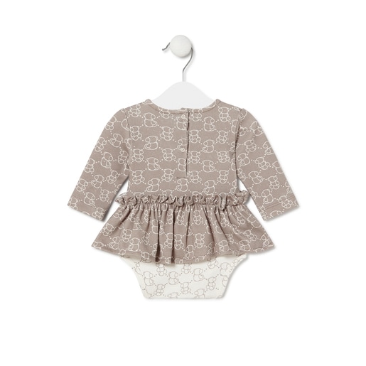 Baby girls bodysuit with skirt in Icon beige