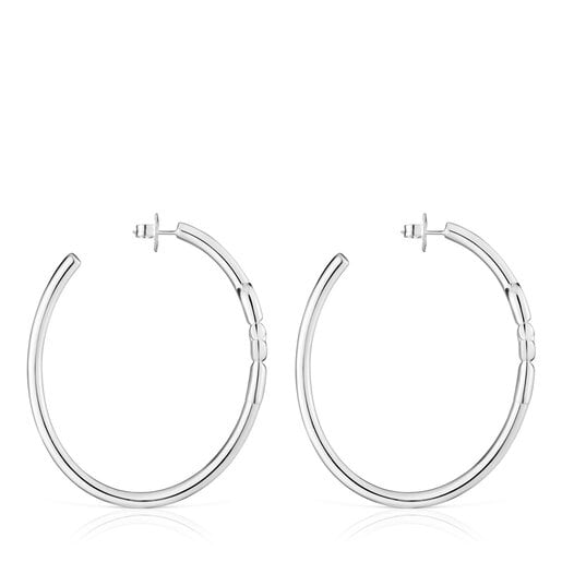 Extra-long silver Hoop earrings with motif TOUS MANIFESTO | TOUS