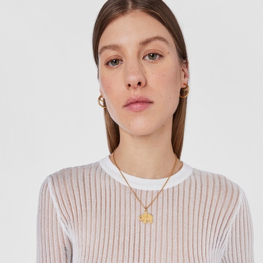 ペンダント  Idol  ぞう  24mm　イエローゴールドコーティング　　