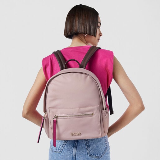 Mochila de mujer Tous Shelby de nylon en rosa con bolsillo exterior · Tous  · El Corte Inglés