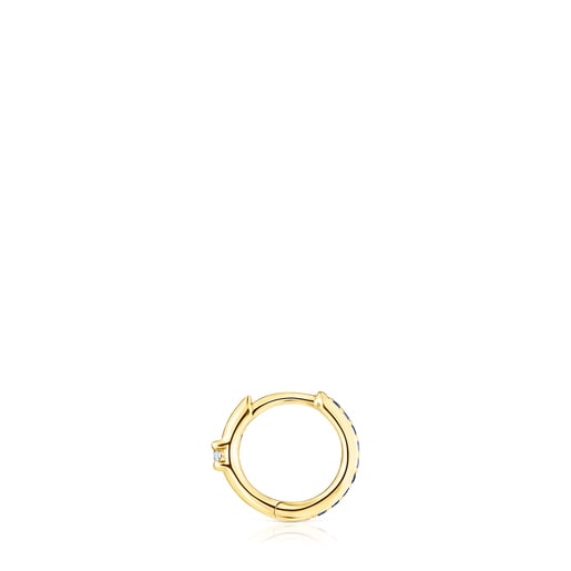 Boucle d’oreille anneau TOUS Basics en or, saphirs bleu et diamant