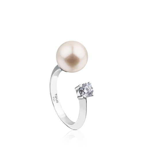Anillo ATELIER Classic de oro blanco con perla y diamante