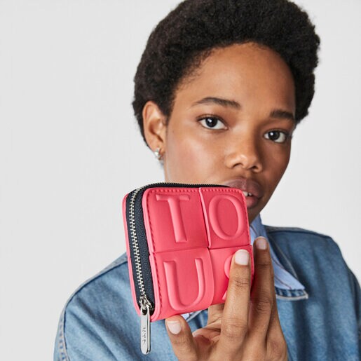 Medium fluorescent pink and brown TOUS Damas Change purse