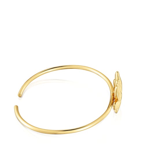 Pulsera esclava con baño de oro 18 kt sobre plata motivo Yagrumo