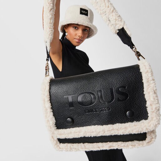 Средняя сумка-кроссбоди New Audree с черной овчиной