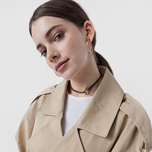 Сет браслетов Hold из темного серебра, розового вермеля и кожи