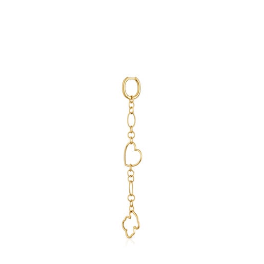 New Silueta single long Earring with 18kt gold plating over silver and motifs