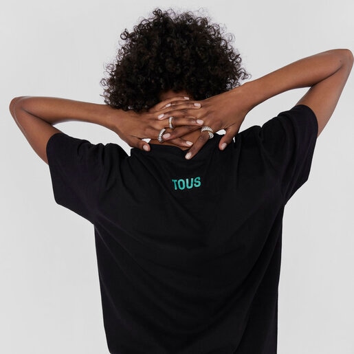 Black and turquoise T-shirt Bear Gemstones