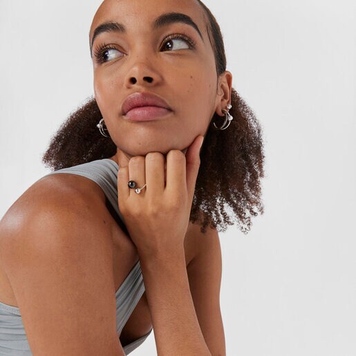 Bague Plump ouverte en argent et argent dark silver