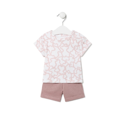 Conjunto de bebé de tecido atoalhado Kaos cor-de-rosa