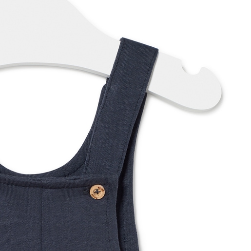 Dungarees-style baby romper in Classic navy blue