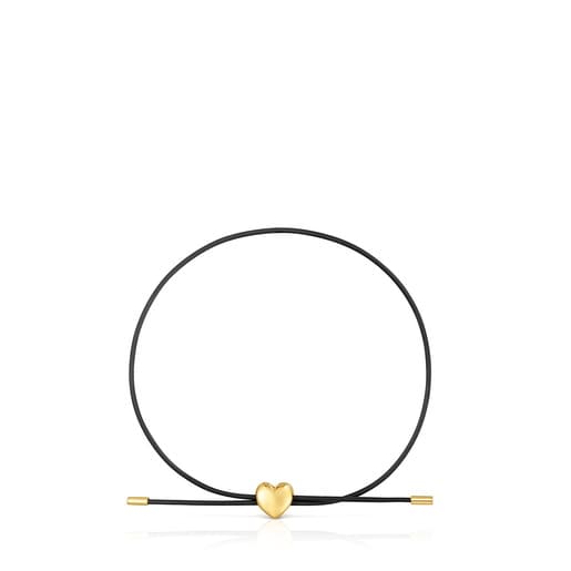 Pulsera corazón de oro 14 kt y caucho Bold Motif
