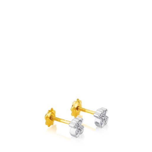 White gold TOUS Puppies earrings with diamonds bear motif