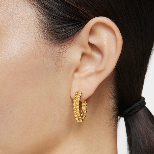 Double Hoop earrings with 18kt gold plating over silver Gloss