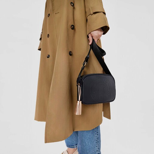 Bandolera pequeña Leissa de piel azul marino