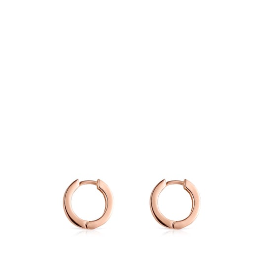 Pendientes aro con baño de oro rosa 18 kt sobre plata y espinelas Motif